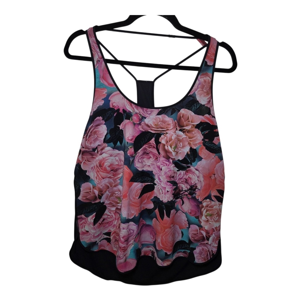 Lululemon Racerback Workout Tank Floral Rose Print Yoga Activewear Top